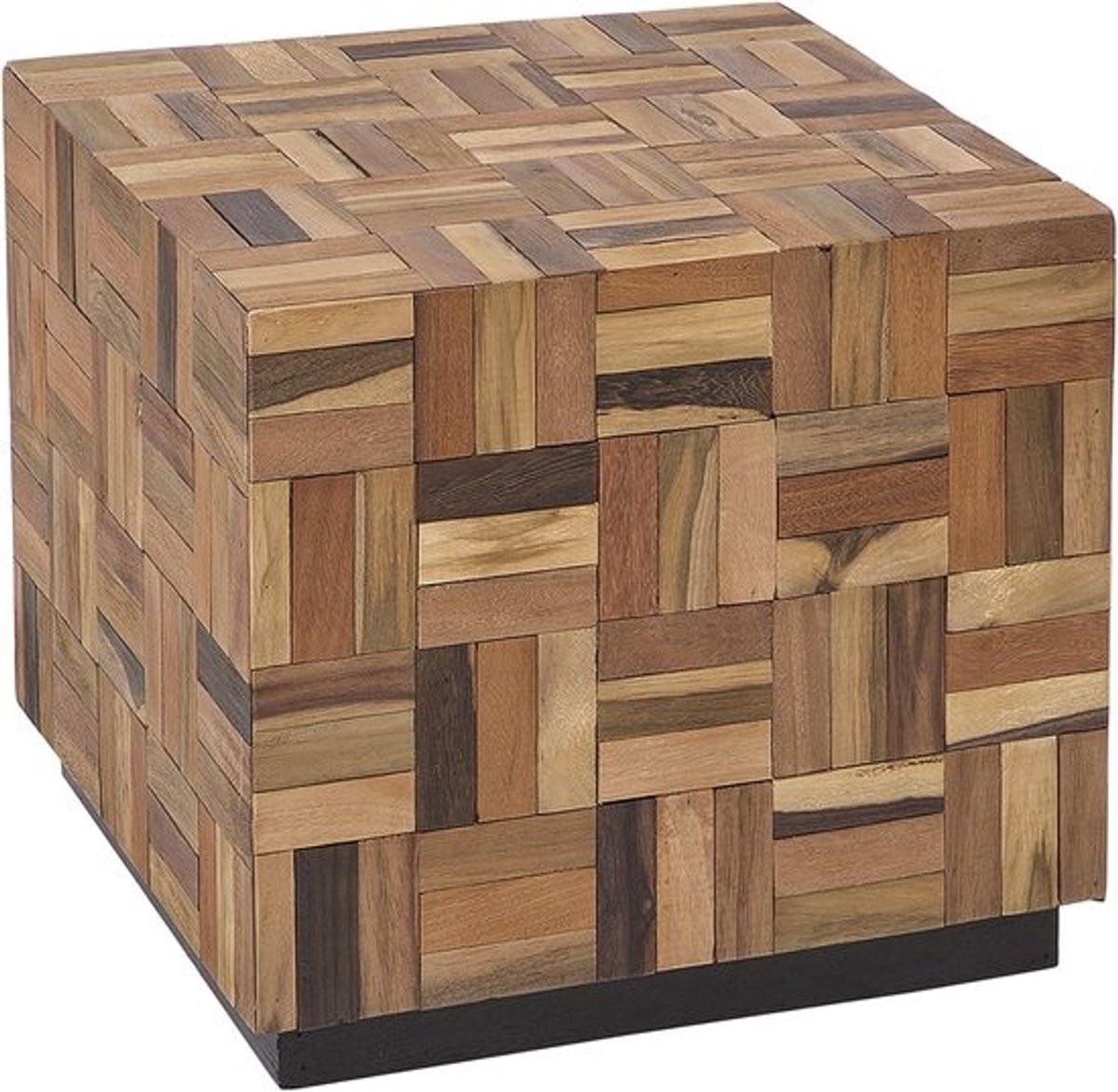 Rustieke Salontafel - Blokjes Mozaïek - Woonkamer Meubel - Handgemaakt Teakhout - 45x45x40 cm - Bruin