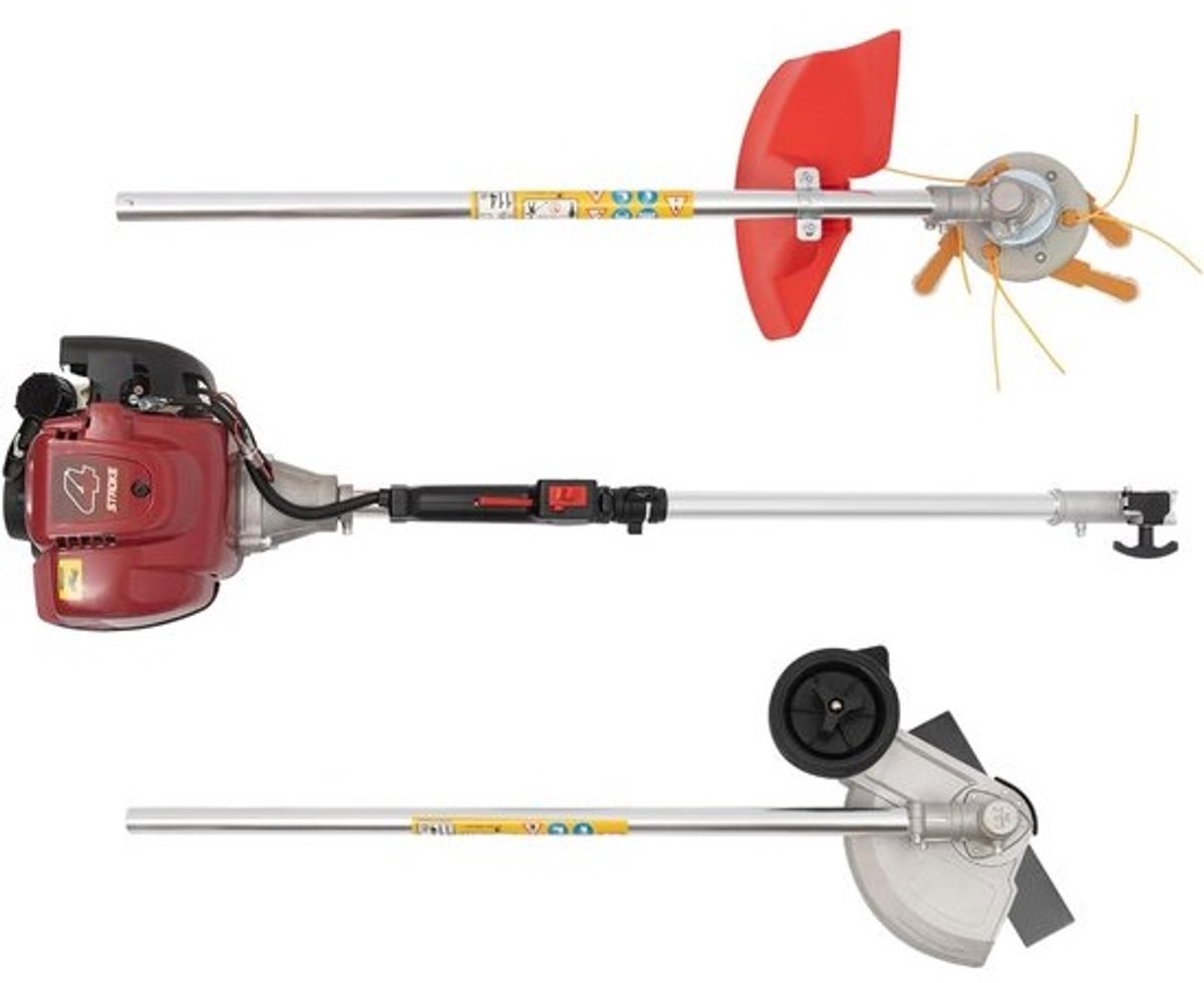 Benzine Grastrimmer - Bosmaaier - Landschapsonderhoud - 4-takt Motor - 175 cm Lengte - Rood Zilver