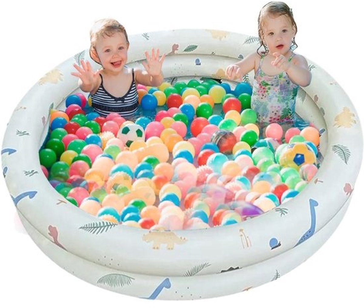 Opblaasbaar zwembad - Draagbaar bad - Zomerse waterpret - Versterkt PVC materiaal - 120 cm - Dinosaurus