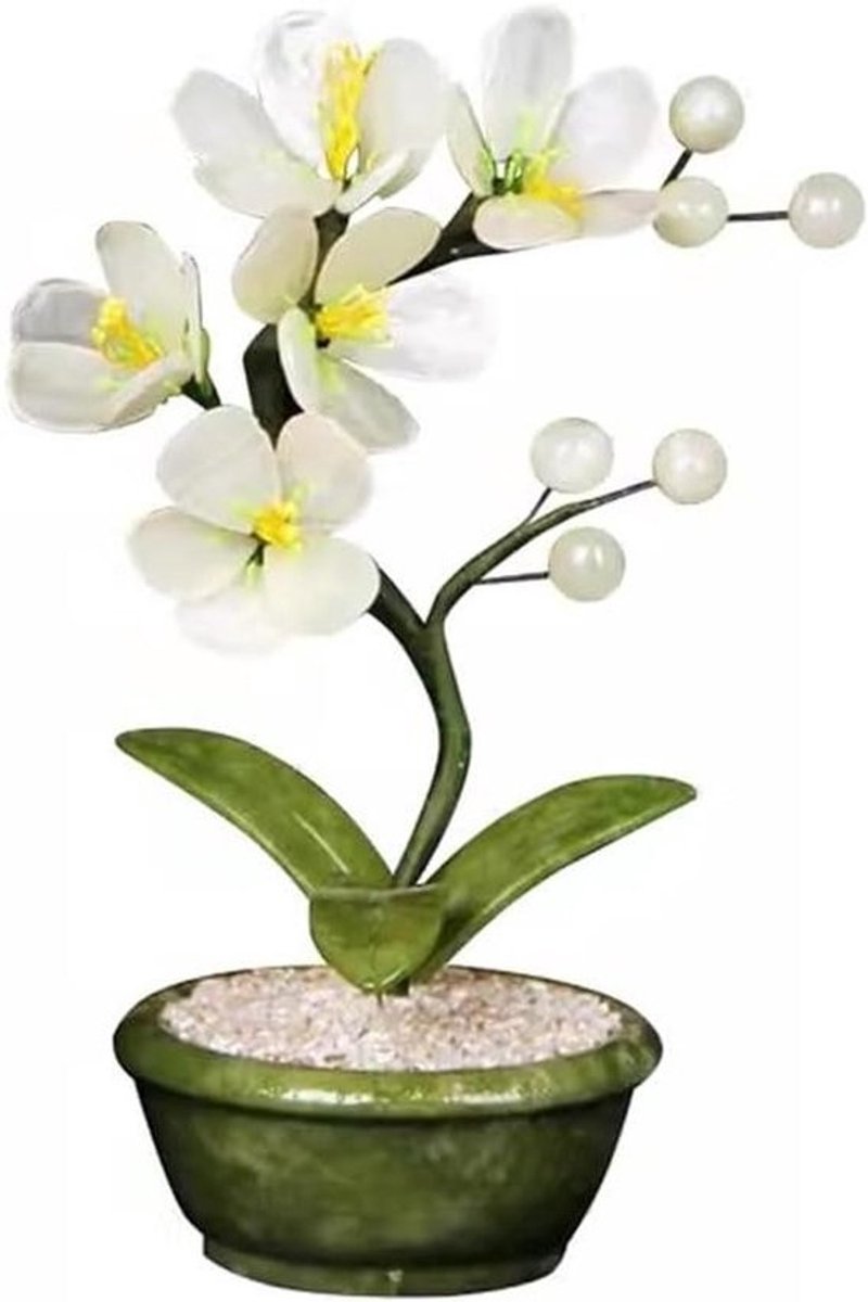 Kunstmatige Bonsaiboom - Nep Orchidee - Woonkamer Decoratie - Onderhoudsvrij - 18x10x23cm - Jade