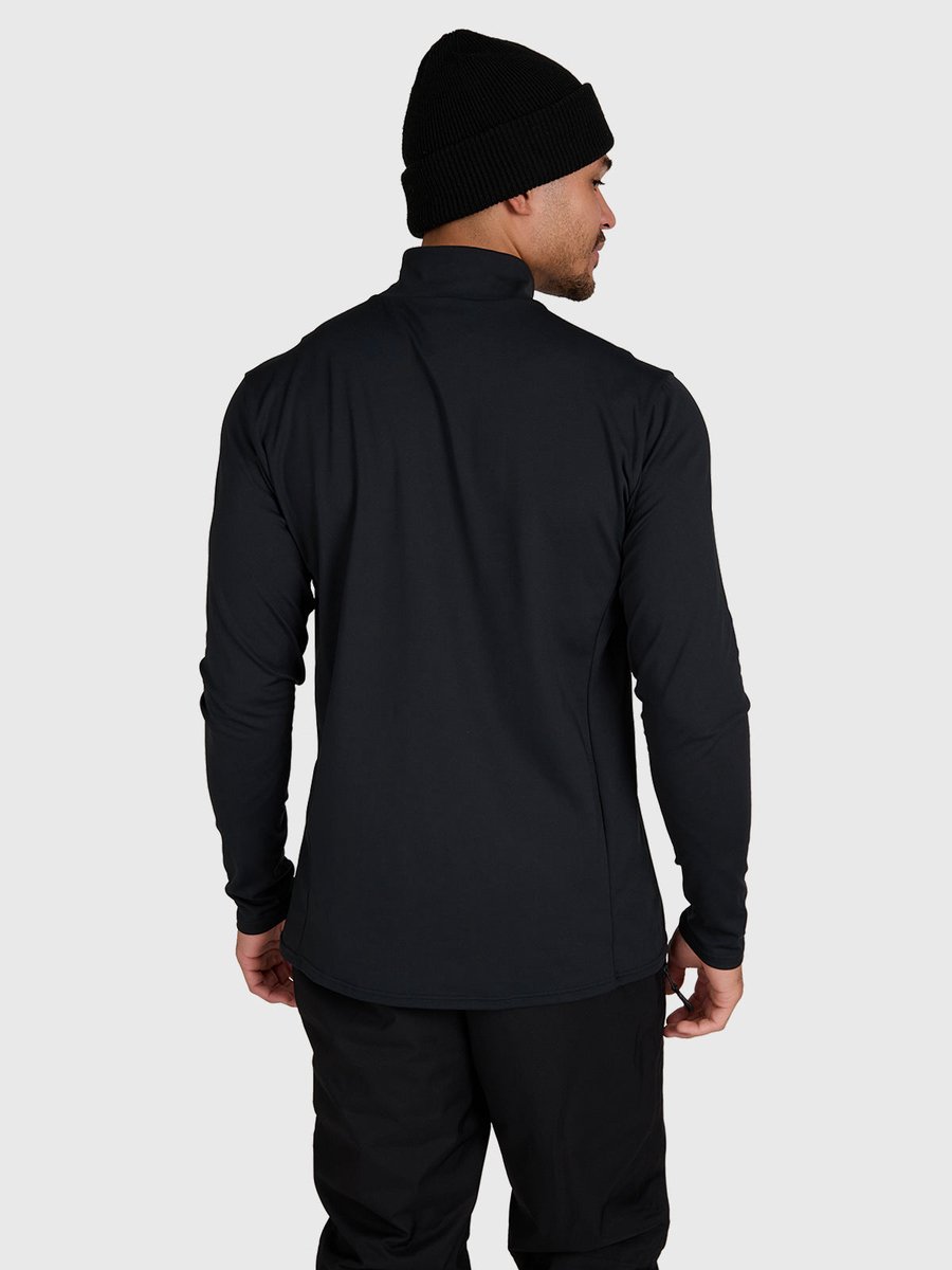 Brunotti Mano-Zip Snow Fleece Heren – Fleece Vest Wintersport Kleding Tricot Fleece Full Zip Zwart