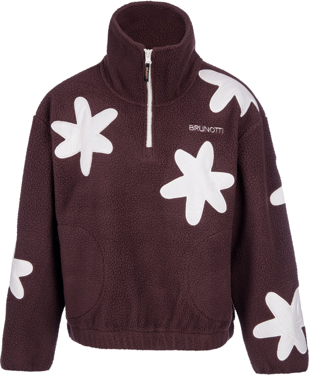 Brunotti - Kirsten Teddy Fleece Dames - Raisin - Fleece met Rits - Loose Fit - Hoge Kraag - Extra Warm - XS