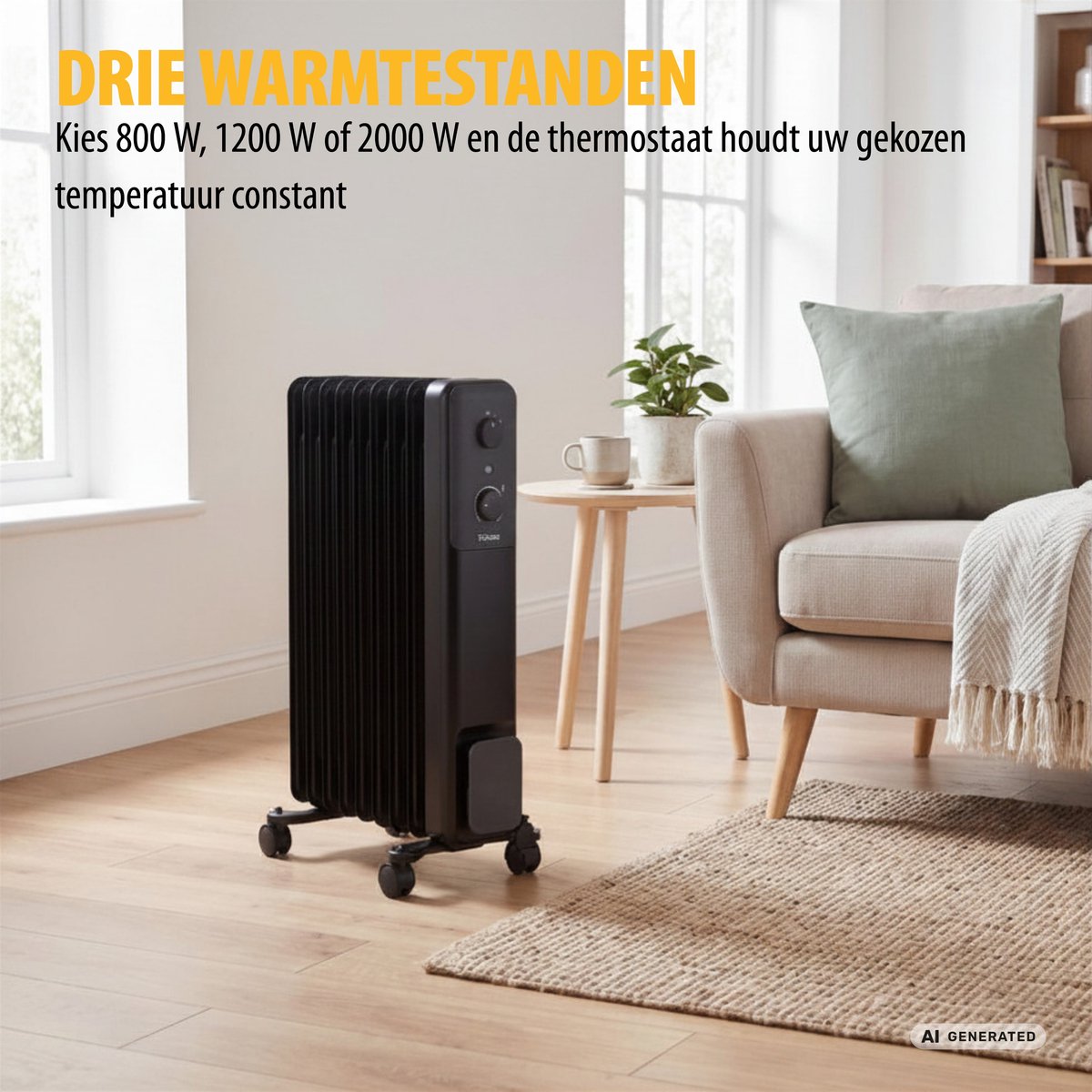 Tristar KA-5380 Oliegevulde Radiator – Elektrische Verwarming 2000W – Stil – Met Thermostaat – 3 Warmtestanden – Mobiele Kachel – foto 6