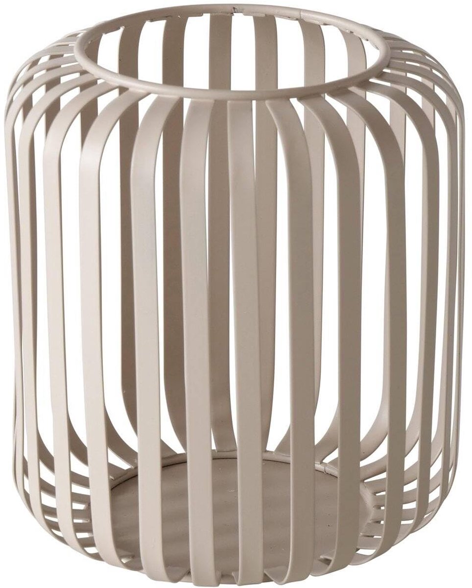 Windlicht - 13 x 13 x 15 cm - Metaal - Binnen en Buiten - Beige