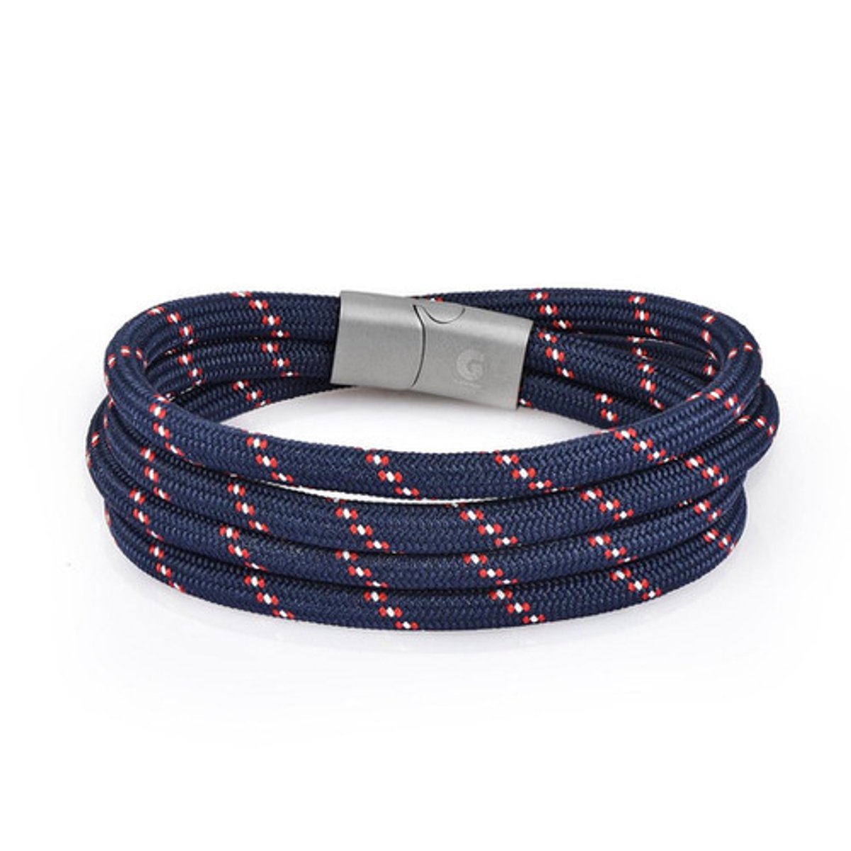 Armband Heren Rood-Blauw Surfer Sportief Touw Galeara design Noa Double Scheepstouw armbanden 21.5cm