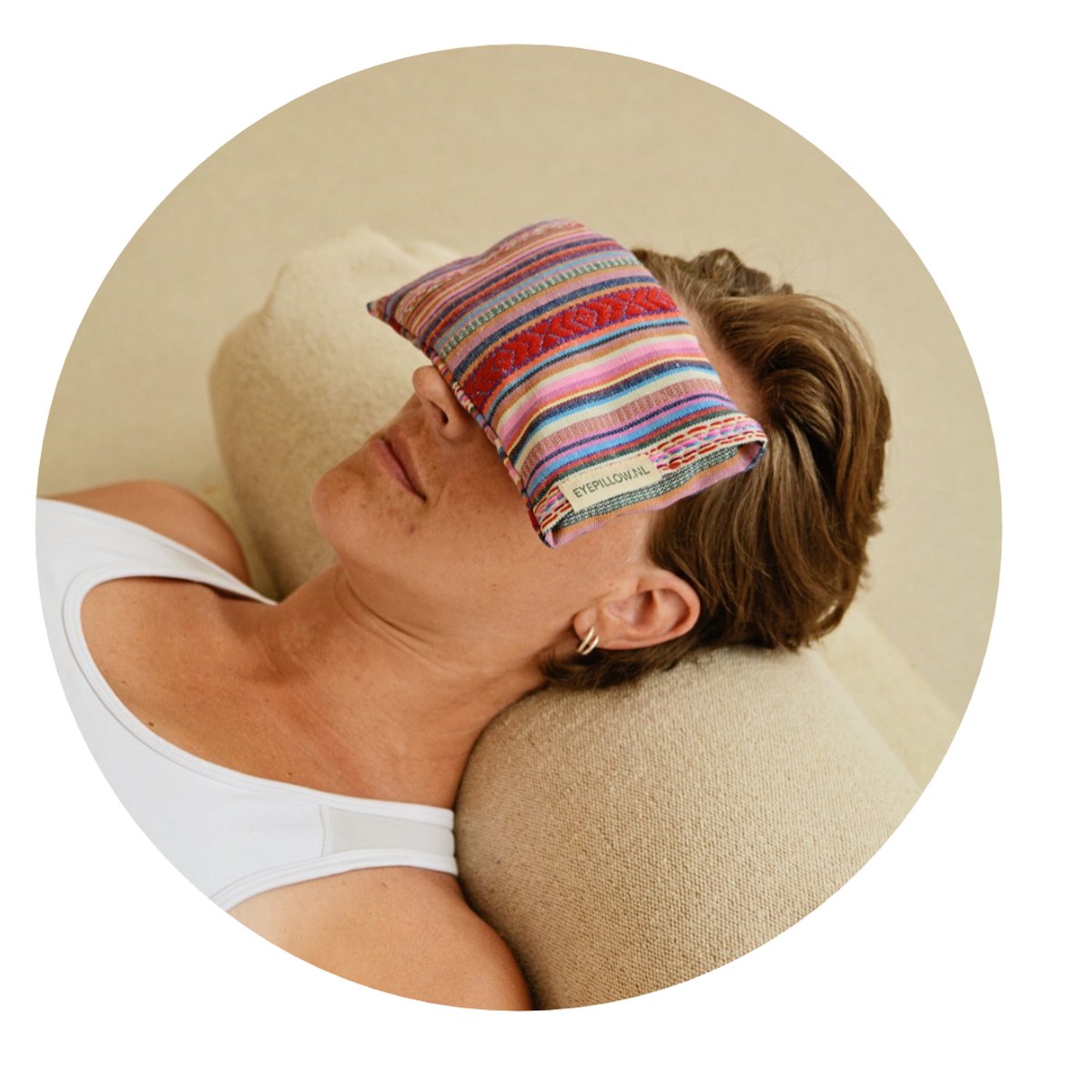 Eyepillow BOHO stripes rozenkwarts & lavendel - oogkussen verzwaard