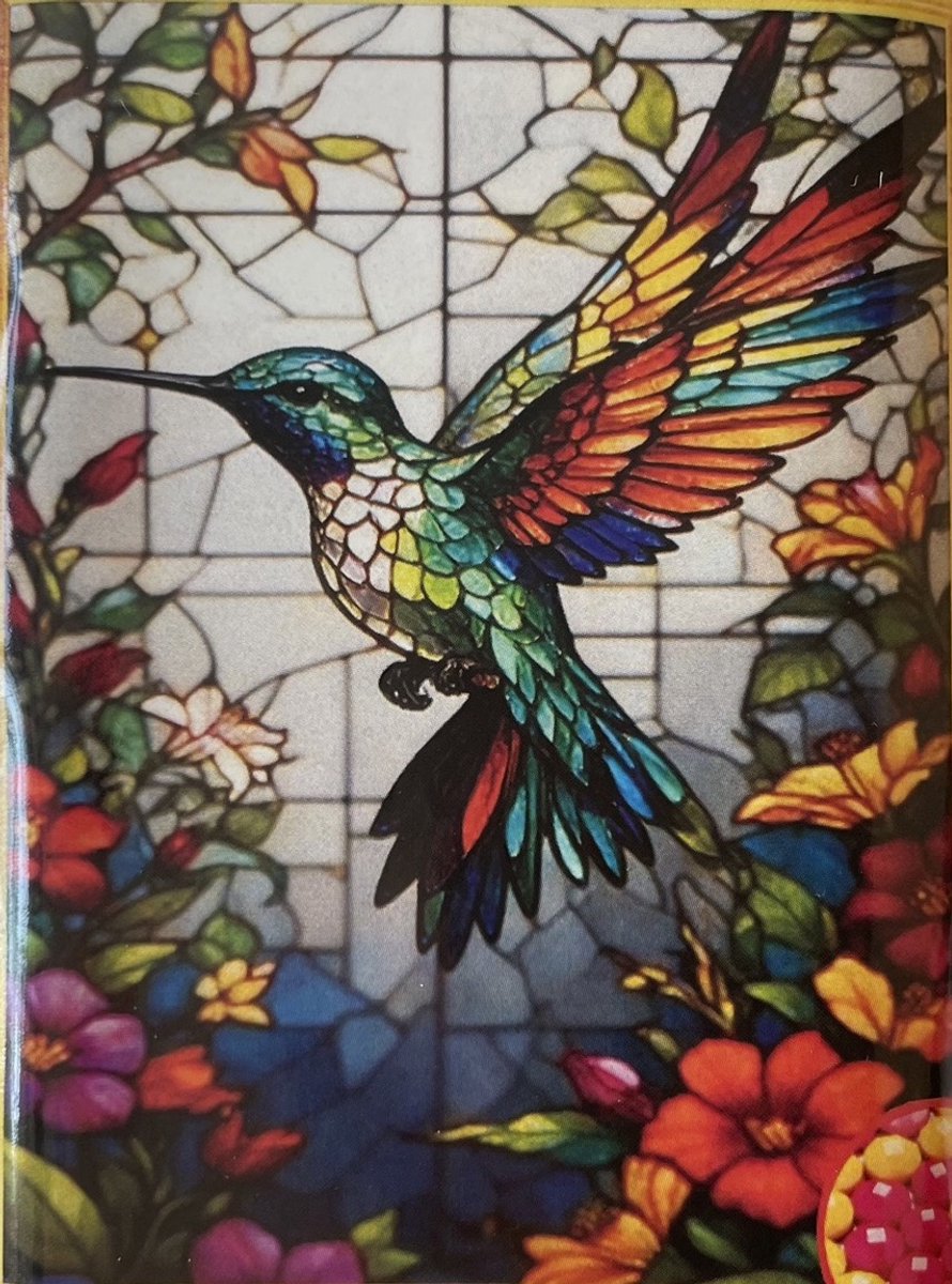 TOPMO - De Kleurrijke Kolibrie - 40X50CM- Diamond painting pakket - HQ Diamond Painting - VOLLEDIG dekkend – ROND