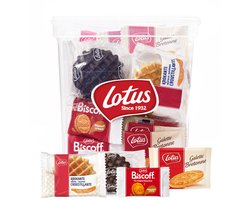 Lotus verpakte koekjes 758g - 66 stuks - Snackbox met Krokante Wafels vanille & chocolade, Bretons Botergaletje & gevulde Biscoff speculoos