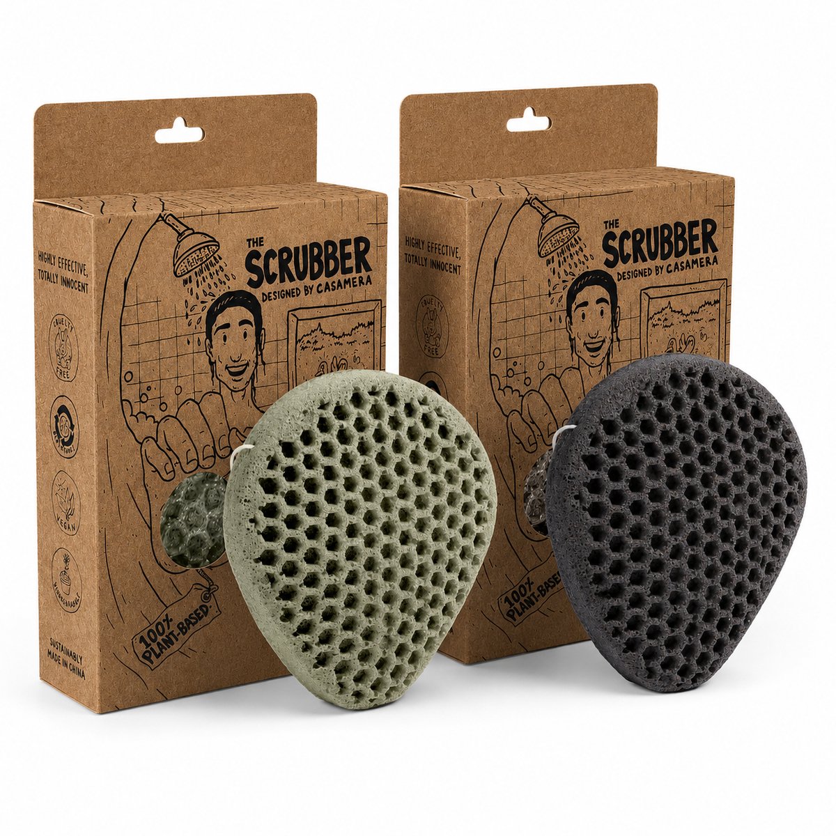 Tu-Untangle Konjac Spons Set van 2 – Charcoal & Matcha – Douche Spons
