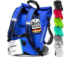 Nextcover 3in1 Fietstas Enkel voor Bagagedrager (PVC vrij) | Waterdichte Fietstas, Rugzak en Schoudertas 25L | Ideaal voor Laptop en Wekelijkse Aankopen | Fiets Tas Enkele | Fietstassen