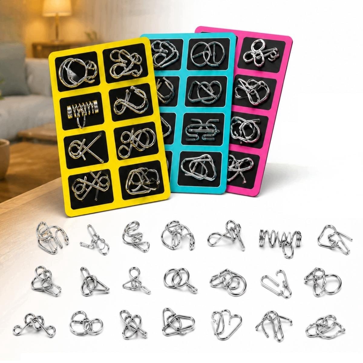 24 Stuks Metalen Puzzels Set - Hersenkrakers voor Kinderen en Volwassenen