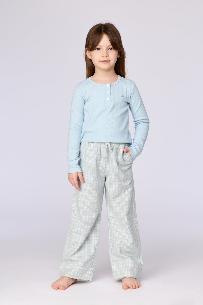 Woody Meisjes-Dames pyjama lichtblauw - maat L