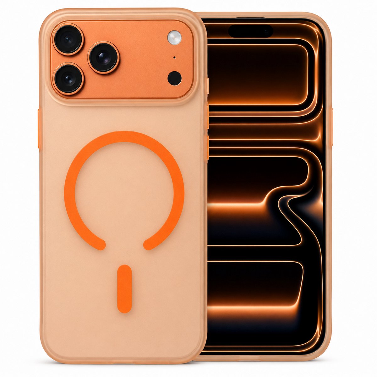 iCall MagMat Hoesje - Geschikt voor iPhone 18 Pro Max / 17 Pro Max - Geschikt voor Magsafe - Ultradun Mat Oranje