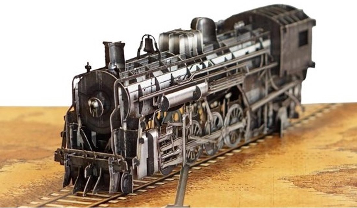 Vaderdagkaart Pop-up - 3D Wenskaart - Verjaardagswensen - Stoomtrein Ontwerp - 15x20 cm - Bruin
