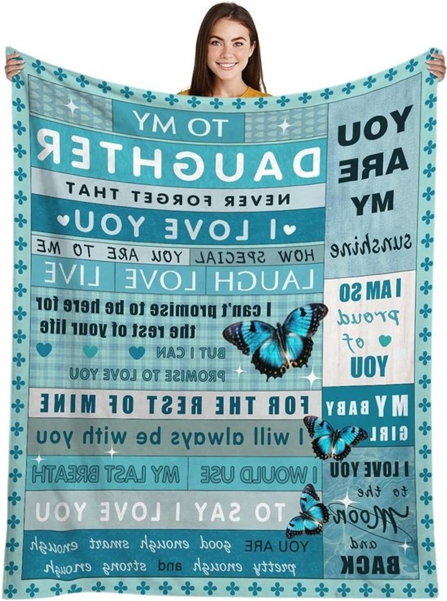 Daughter Deken - Deken voor dochter - Warmte en comfort - Hartverwarmende tekst - 150 x 125 cm - Beige