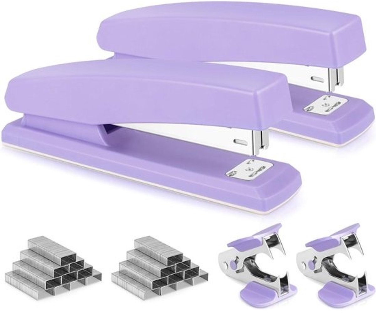 Nietmachine Set - Kantoor nietmachine - Papier Verwerken - Draaibaar Aambeeld - 2 stuks - Paars