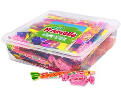 Fruit-tella Chewy Mix 600g - individueel verpakt uitdeelsnoep in herbruikbare tubo - fruitige snoepmix