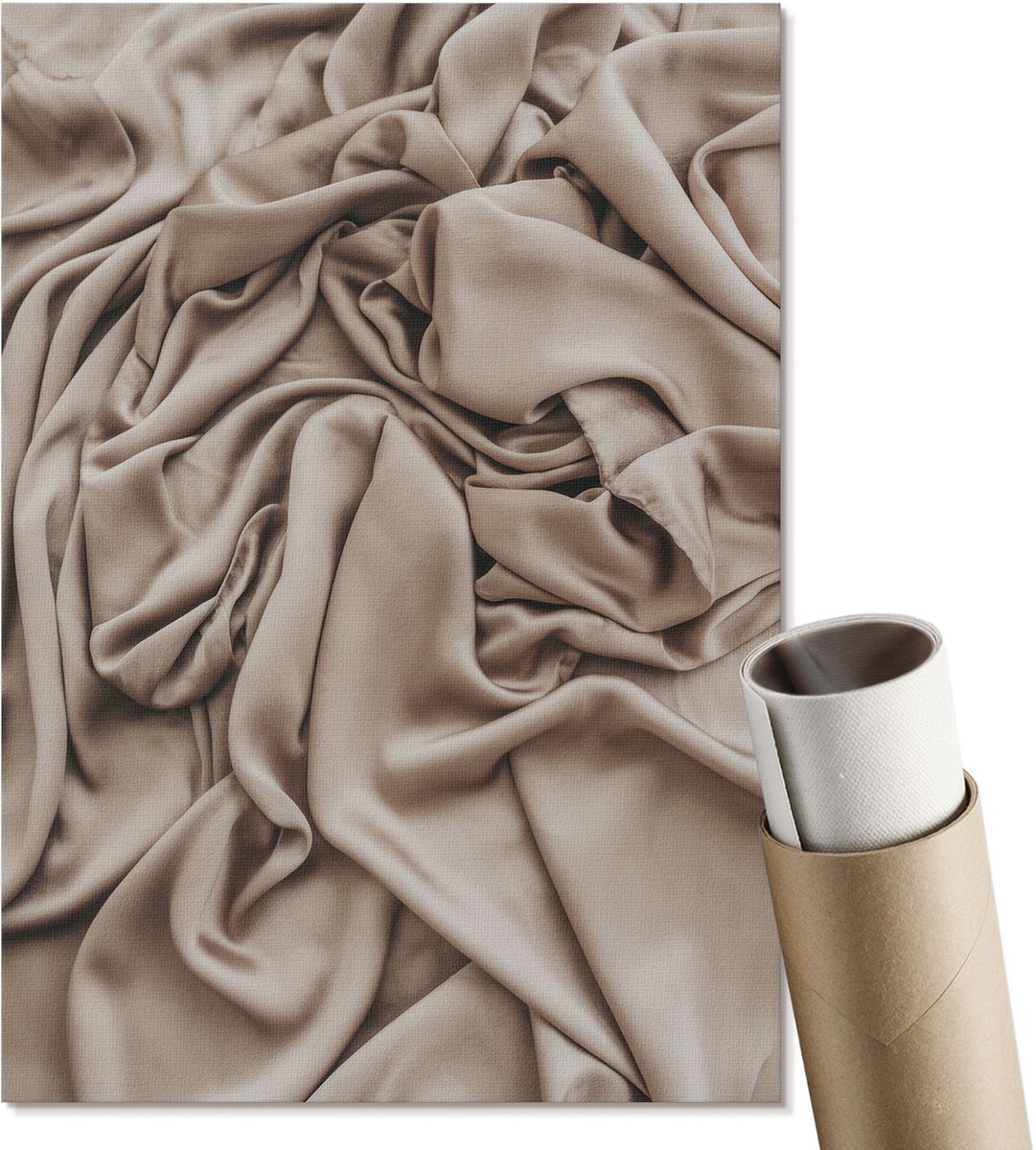 Coloray Polycanvas Wandposter - Fluweelplooien, Schilderen - A4 - Beige Wanddecoratie - Rechthoek - Interieurdecoratie - Woonkamer, Slaapkamer, Kantoor - Klassiek