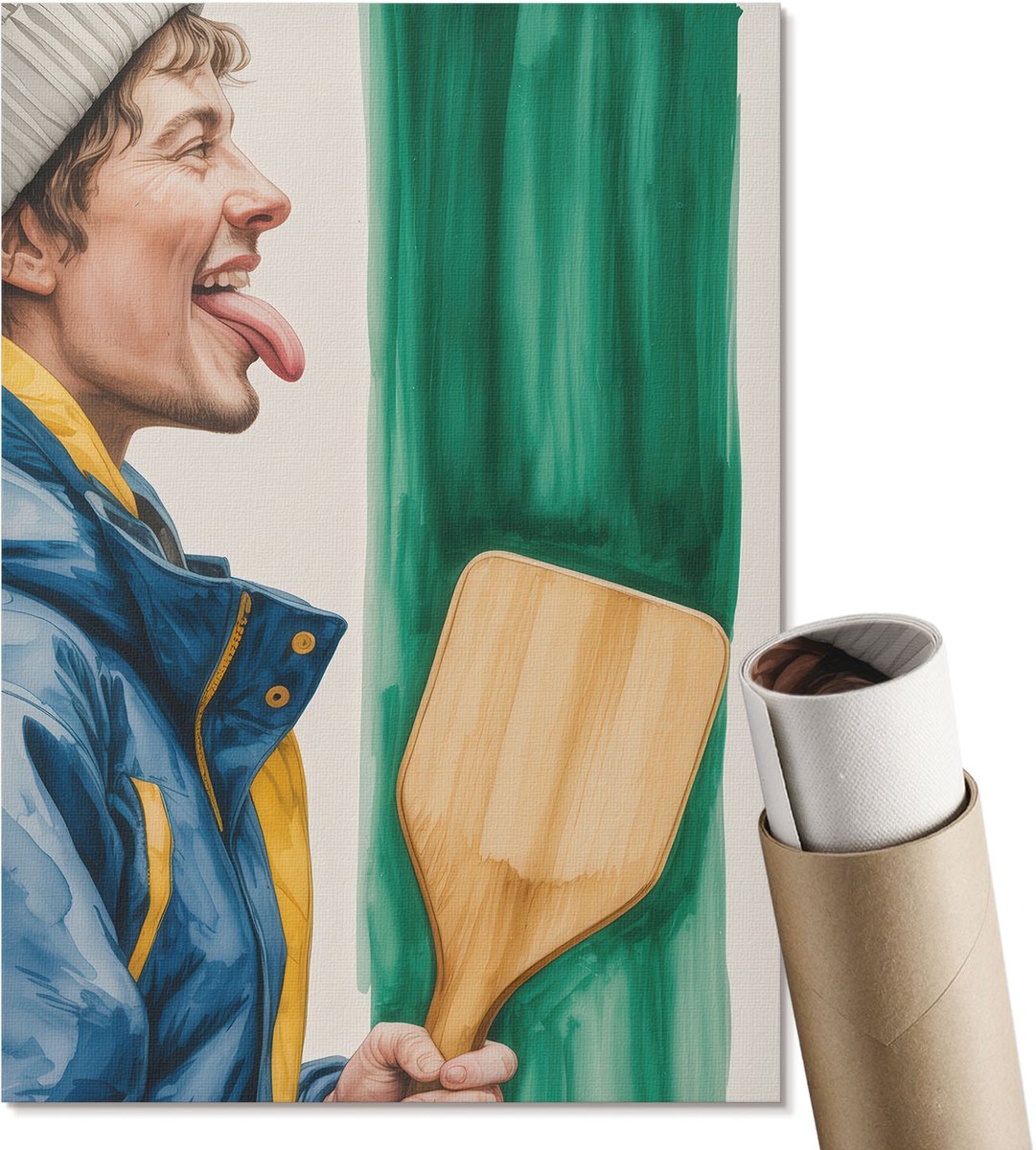 Coloray Polycanvas Wandposter - Winterplezier, Schilderen - A4 - Blauw Poster - Rechthoek - Muurkunst - Woonkamer, Slaapkamer, Kantoor - Expressief