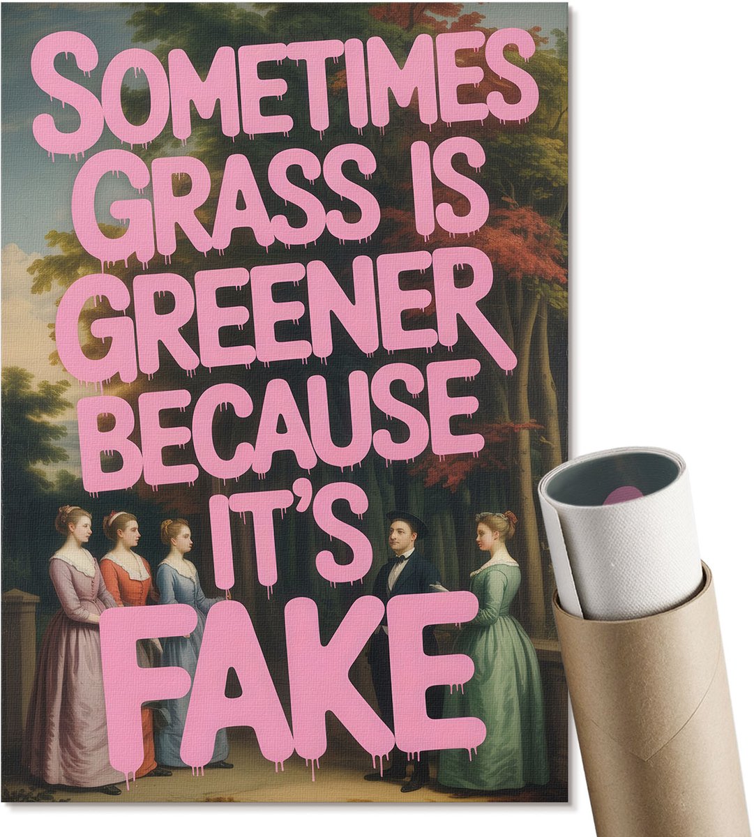 Coloray Polycanvas Wandposter - Klassieke Humor, Poster - A4 - Roze Kunst - Rechthoek - Muurkunst - Woonkamer, Slaapkamer, Kantoor - Popcultuur