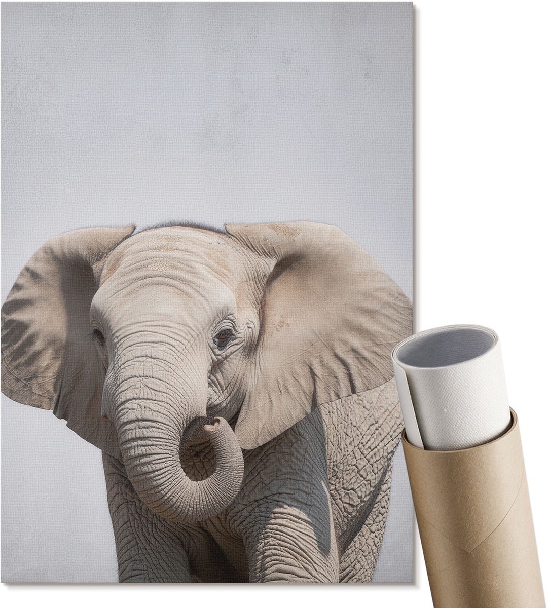 Coloray Polycanvas Wandposter - Olifant En Vrede, Fotografie - A4 - Grijs Illustratie - Rechthoek - Interieurdecoratie - Woonkamer, Slaapkamer, Kantoor - Klassiek