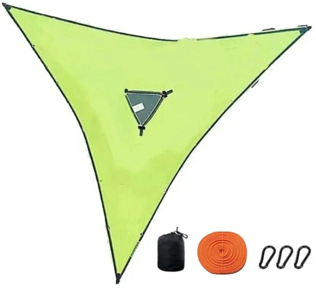 Hangmat 3-4 Persoons – Driehoek Hangmat met 3 Ligzones – Sterk Nylon – Inclusief Boomriemen & Opbergtas