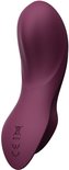 Vibrateur violet, de côté, avec marquage CE en bas.
