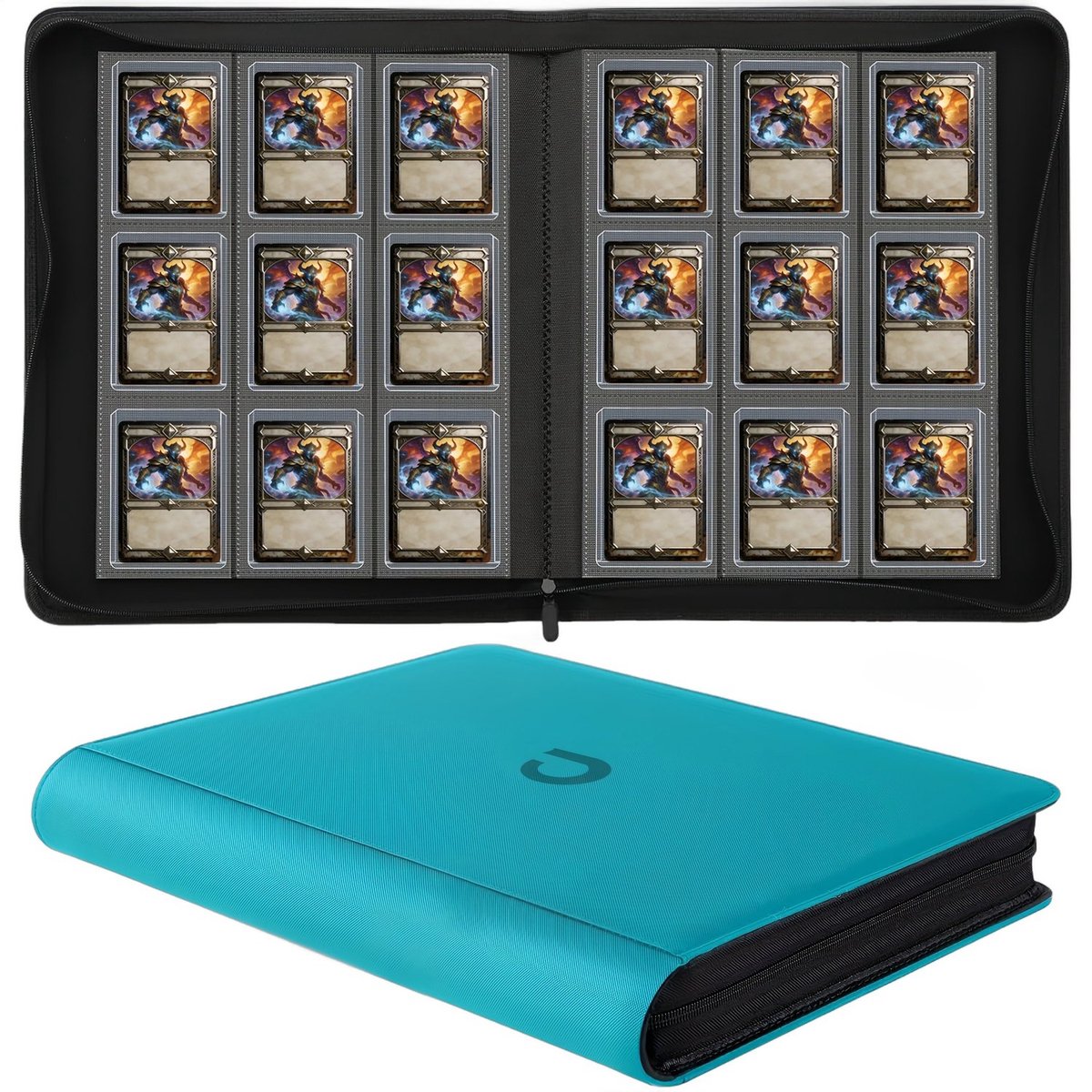 Currero Toploader Binder - Verzamelmap Kaarten - Geschikt voor Pokemon - 4 Pocket - 9 Pocket - 12 Pocket - Trading Card Map - Toploadermap - Groen - 288 Kaarten