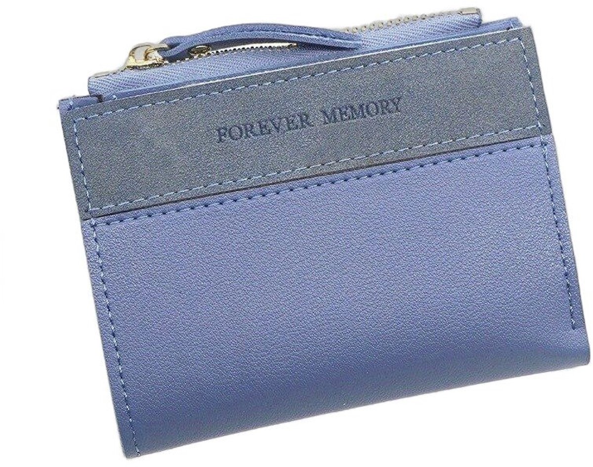 Currero Portomonee - Portemonnee Dames & Heren - RFID Anti Skim - Pasjeshouder - Klein Model - Met Rits - Kunstleer - Blauw