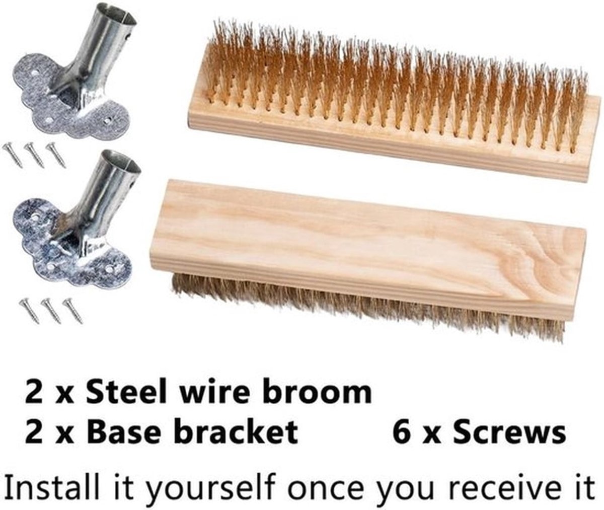 - Draadborstel - Set van 2 - Robuuste metalen houder - 30 cm - Voor tuin en buiten - Effectief tegen mos en onkruid