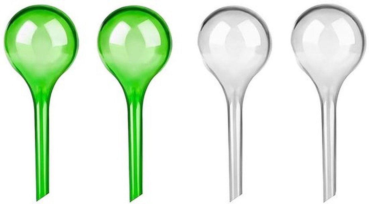 - Kleine planten gietballen - Planten irrigatieballen - Perfect voor zelfbewatering - Wit en groen - Geschikt voor potplanten - 4 stuks