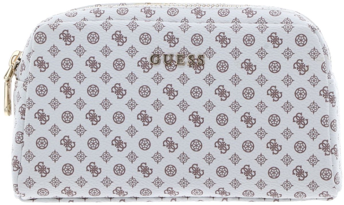 GUESS Utensil zak Double Zip White Logo Multi Wit