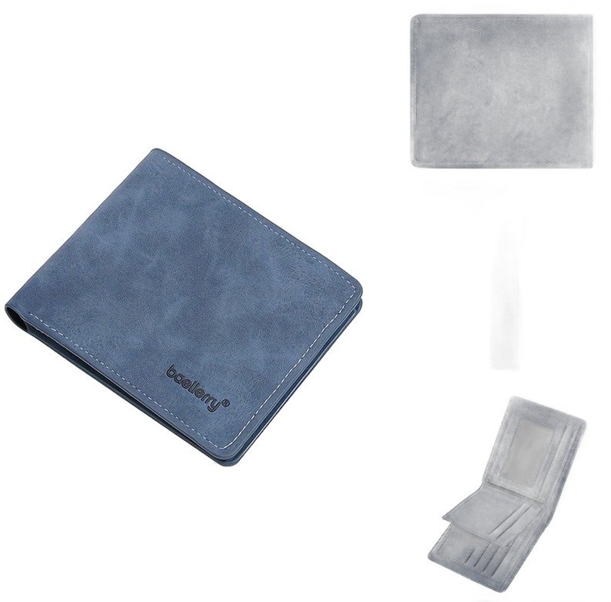 Currero Portomonee - Portemonnee Dames & Heren - RFID Anti Skim - Pasjeshouder - Klein Model - Met Rits - Kunstleer - Blauw