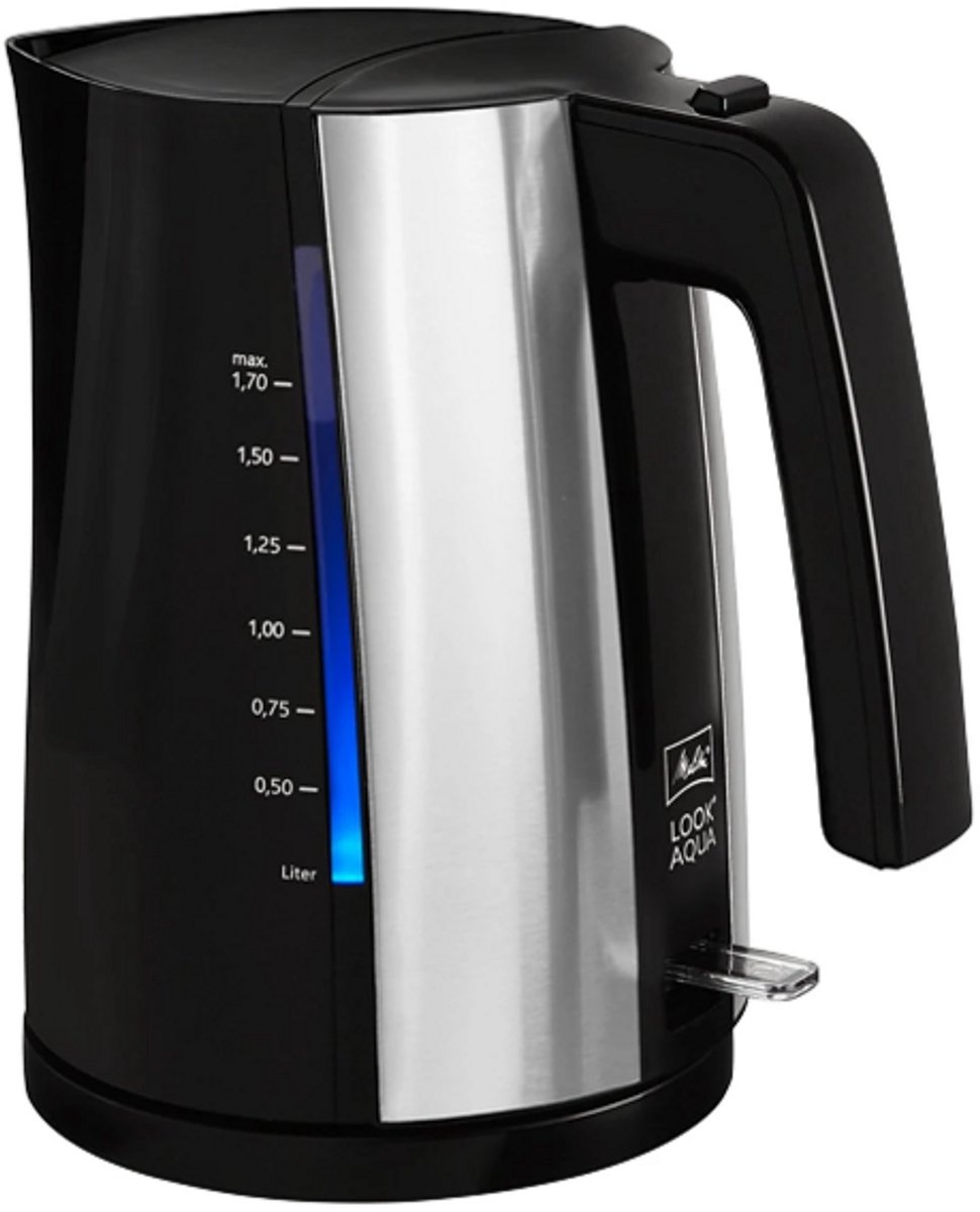 Waterkoker 1,7 Liter – 2400 Watt – RVS/Zwart – Snoerloos – Waterniveau-indicator – Automatische Uitschakeling-Zwart / RVS