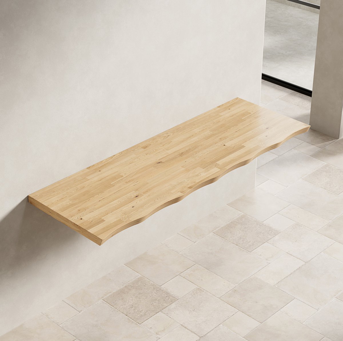 MODFU - Tafelblad - Wellenvormige Rand - Natuurlijke Houtkleur - 140 Cm