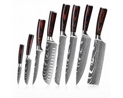 Koksmessen set - Damascus koksmes - Keukenmes - Professioneel koksmes - Japans hakmes - Voor Elke Snijtaak in de Keuken - RVS – Japans Stijl koksmessen- Professioneel Keukenmes met Beschermhoes