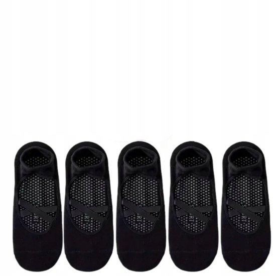 5 Paar Antislip Sokken voor Yoga, Dans & Pilates - Zwart — afbeelding 5