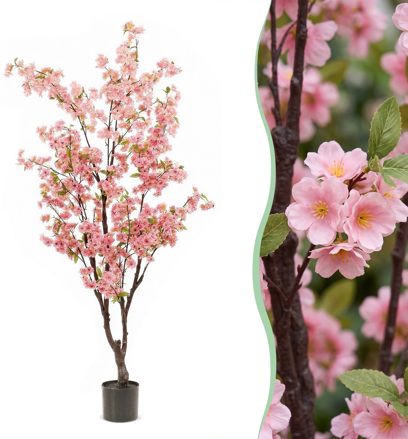 Green Boutiq Kunstplant - Prunus - Kersenbloesem - Roze - 175cm