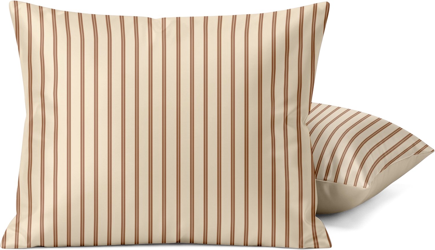 Happybed Kussenslopen Mocha stripes 80x80 cm - Kussensloop set 2 stuks - 100% - Ultieme slaapcomfort