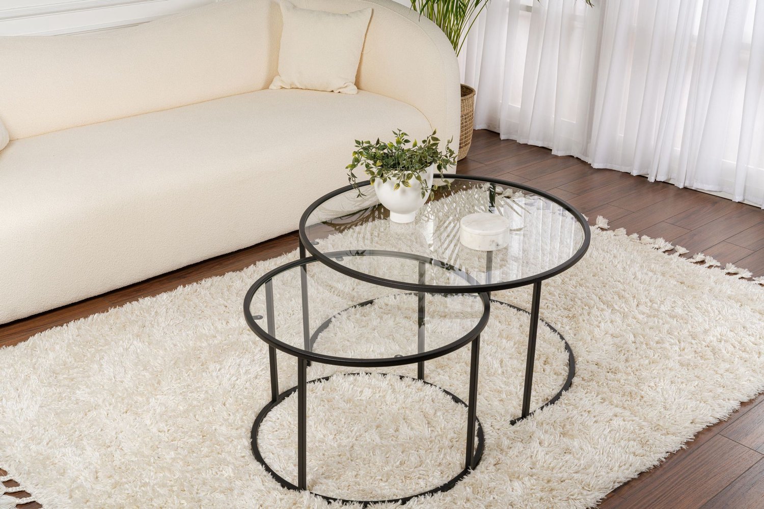 Skye Decor , Glazen salontafelset, Aurum - 80, 60 - Black, Transparent, Gehard glas, Zwart & Transparant, 60 x 60 x 39 cm Zwart, transparant