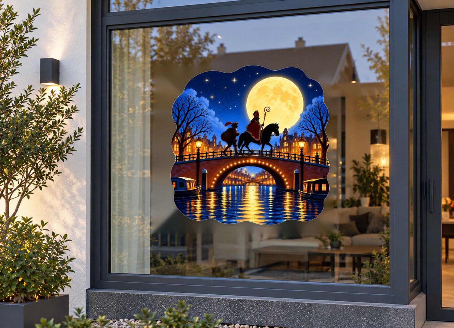 De Stickerman Sinterklaas Raamsticker 50cm Breed Herbruikbaar Weerbestendig (V21) Multi