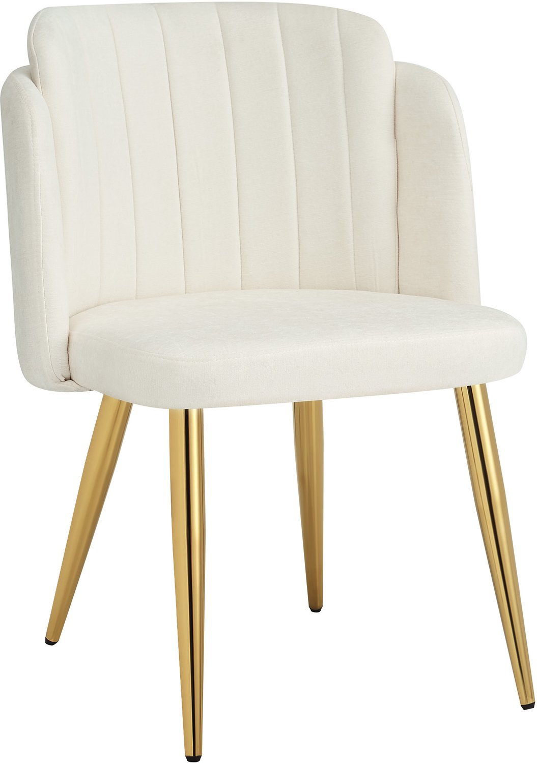 MUVANO Witte eetkamerstoelen set van 2 - Polyester bekleding - Gebogen rugleuning - Goudkleurige ijzeren poten - Zitting 49 x 46 cm - Keuken