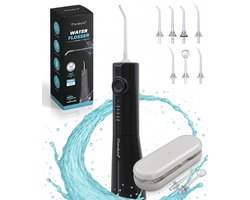 Mondura® Black series - Waterflosser Draadloos - Monddouche - Elektrische Water Flosser - Flosapparaat – 6 opzetstukken - 300 ml – 5 standen - Zwart