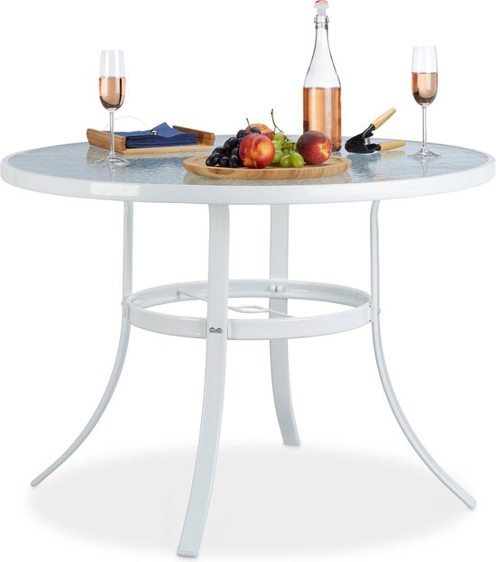struik opschorten Beperken relaxdays - tuintafel rond STRUK 102 cm glas - balkontafel - weerbestendig  tafel | bol.com