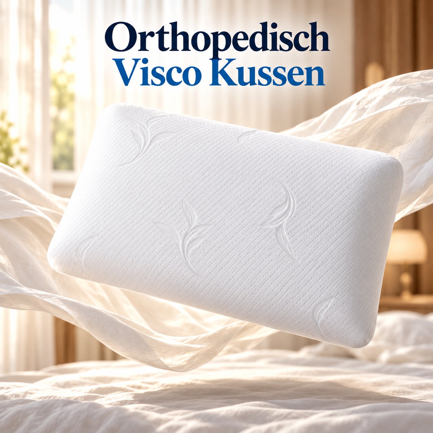 FABRIC BOX Orthopedisch Hoofdkussen 50x70 cm - Visco Traagschuim - Klassieke Vorm - Ademende & Afneembare Hoes Wit