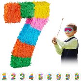 Relaxdays pinata verjaardag getal - piñata zelf vullen - getallen van 0 tot 9 - gekleurd - 7