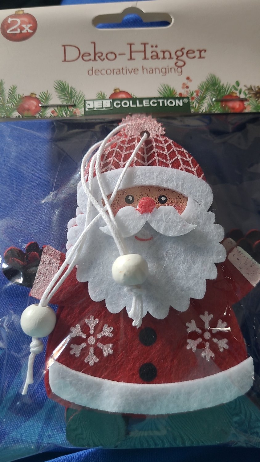 J.E. Schum Gmbh & co 2 x kerstman kersthanger versiering vilt decoratie kerst Rood wit