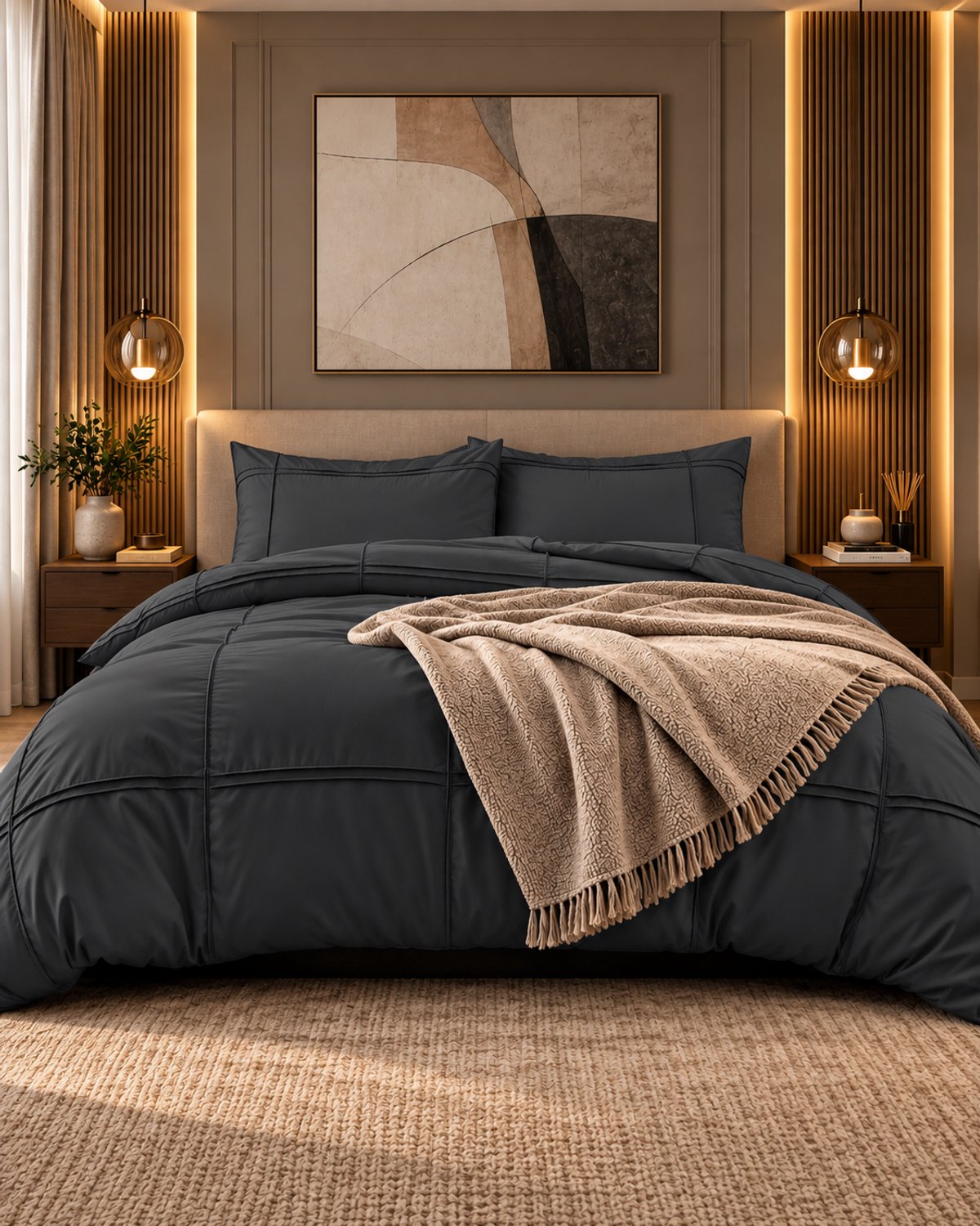 Dormidor Dekbedovertrek Washed Tufted – 140x200/220 cm – Eenpersoons – Antraciet