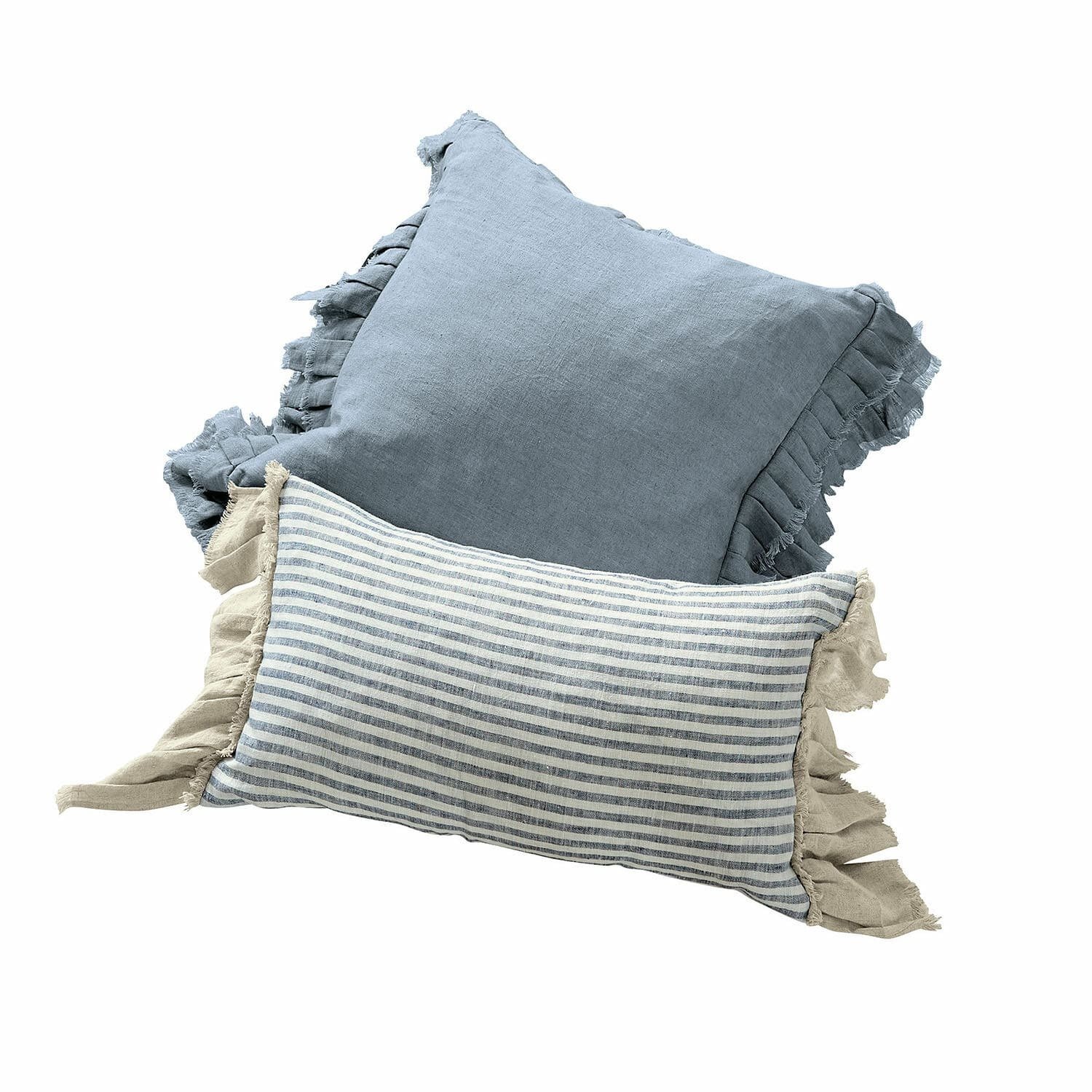 Loberon Kussenhoes set van 2 Alexane blauw/wit