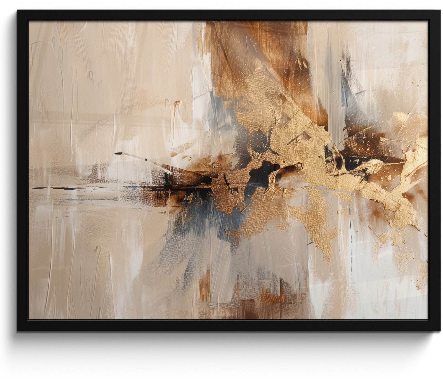 FrameYourWall Poster in lijst - Fotolijst 80x60 cm - Posters - Modern - Bruin - Abstract - Beige - Posterlijst zwart - Decoratie - Wanddecoratie woonkamer - Muurdecoratie slaapkamer